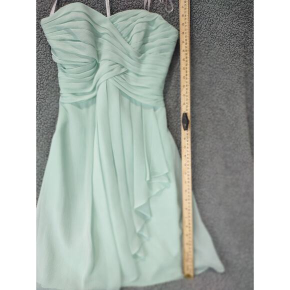 David's Bridal Dresses Short Crinkle Chiffon Dress Cascade Front strapless sz 8 - Picture 5 of 14